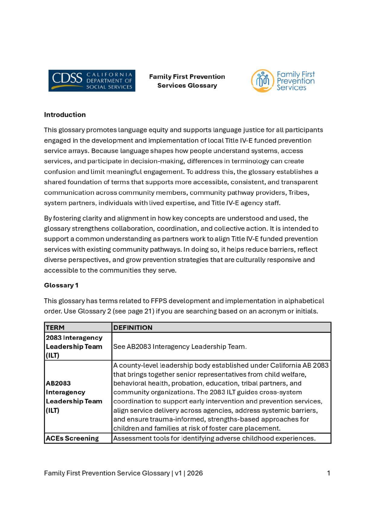 FFPS Glossary